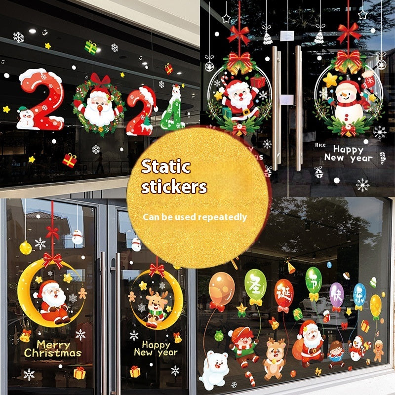 Christmas Decorations Static Sticker Santa Claus Window Sticker 🇨🇳