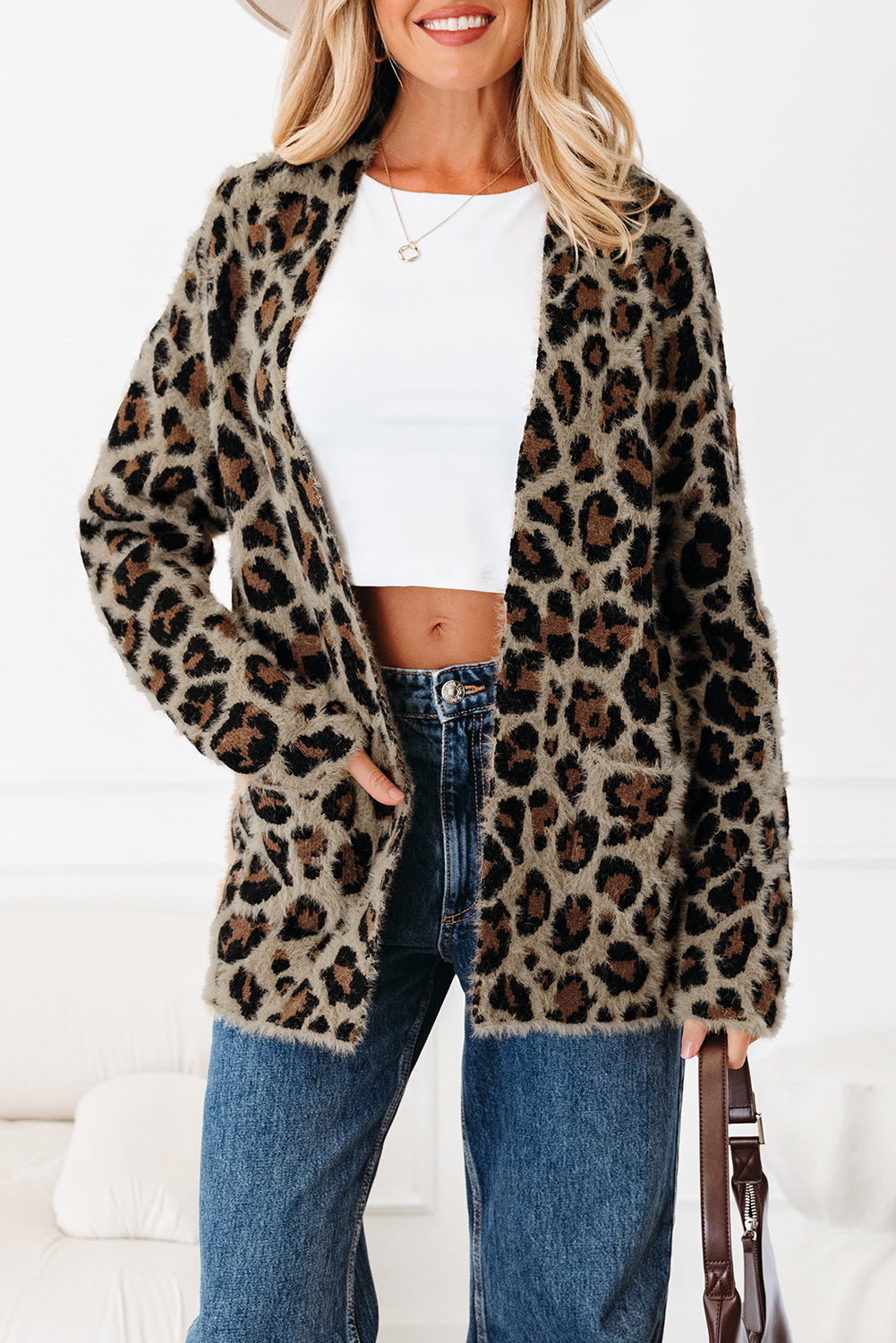 Brown Leopard Open Casual Cardigan 🇺🇸