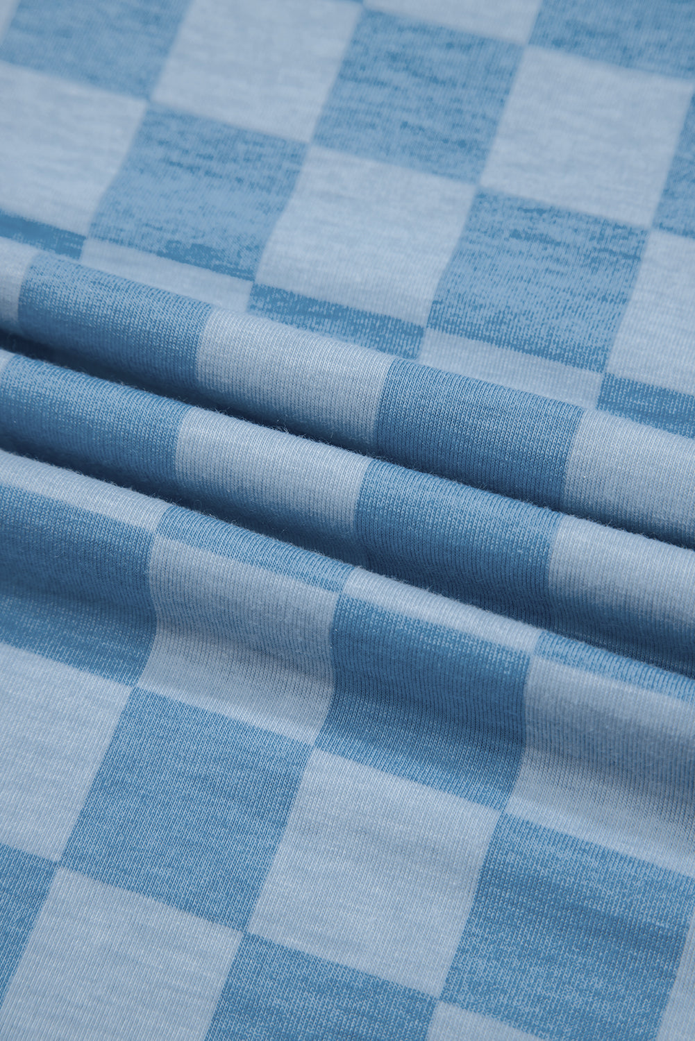 Sky Blue Checkered Elastic High Waist Loose Casual Pants 🇨🇳