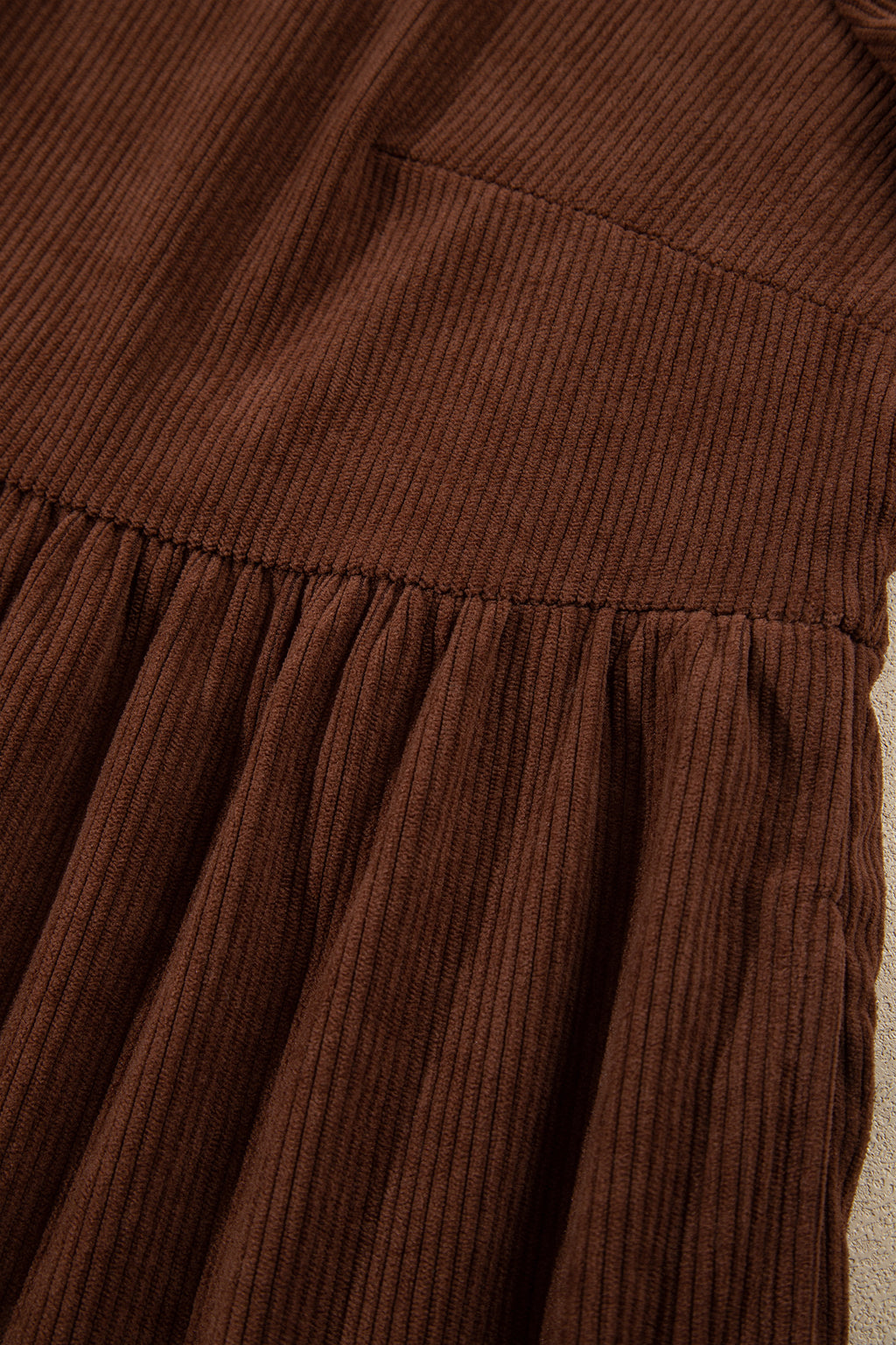 Coffee Winter Corduroy V Neck Long Sleeve Plus Size Mini Dress 🇺🇸