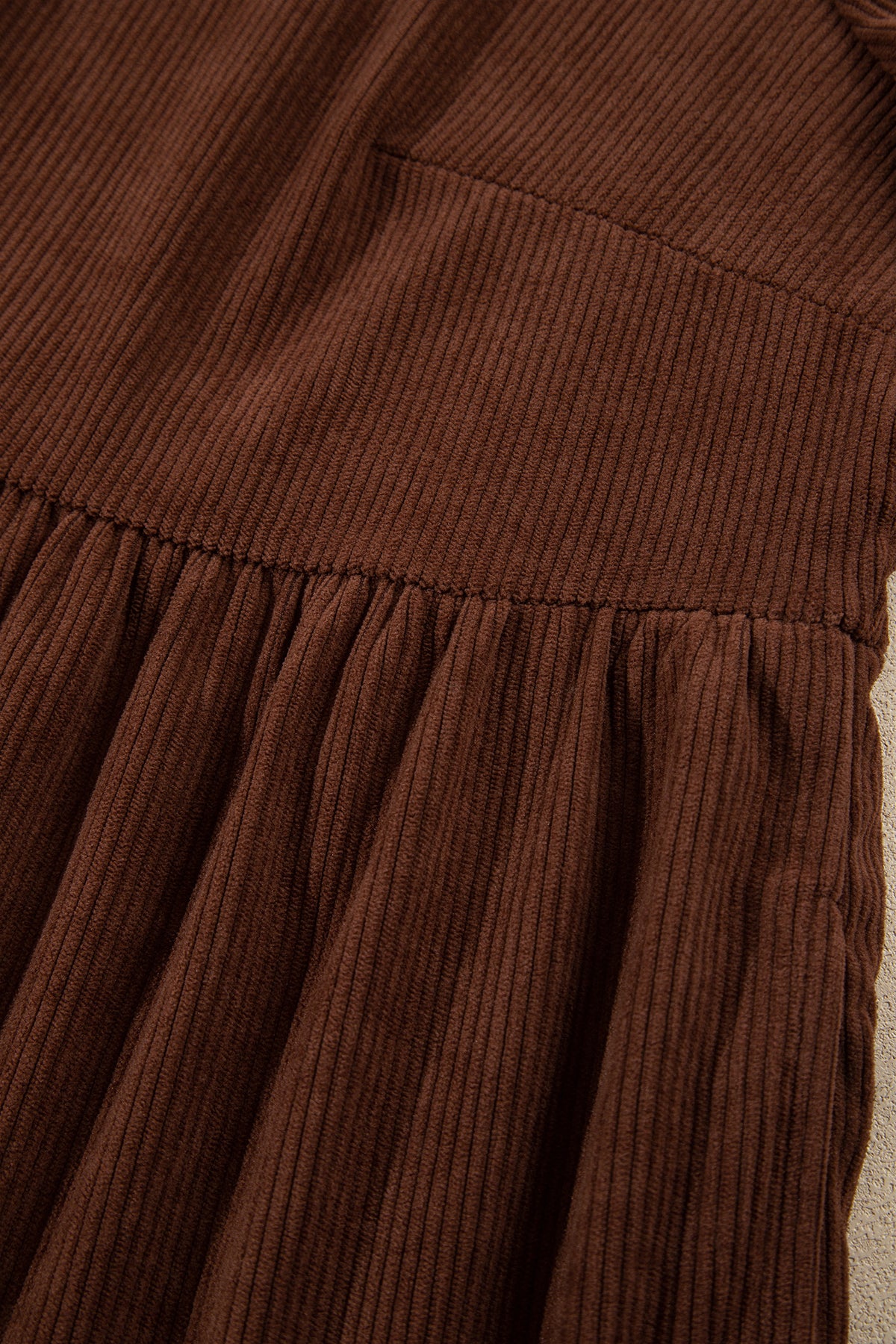 Coffee Winter Corduroy V Neck Long Sleeve Plus Size Mini Dress 🇺🇸