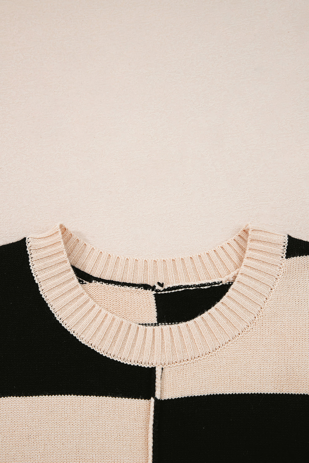 Black Stripe Two in One Knitted Top High Waist Splicing Hem Sweater Dress 🇺🇲