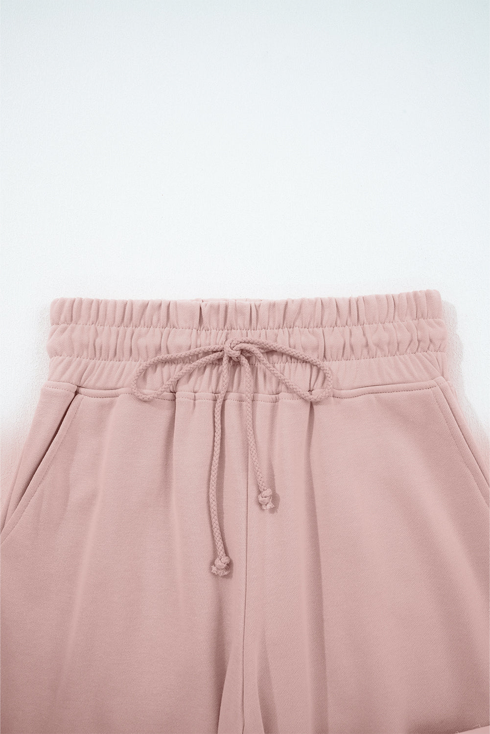 Light Pink Drop Shoulder Puff Sleeve Crop Pullover Drawstring Wide Leg Pants Set 🇺🇸