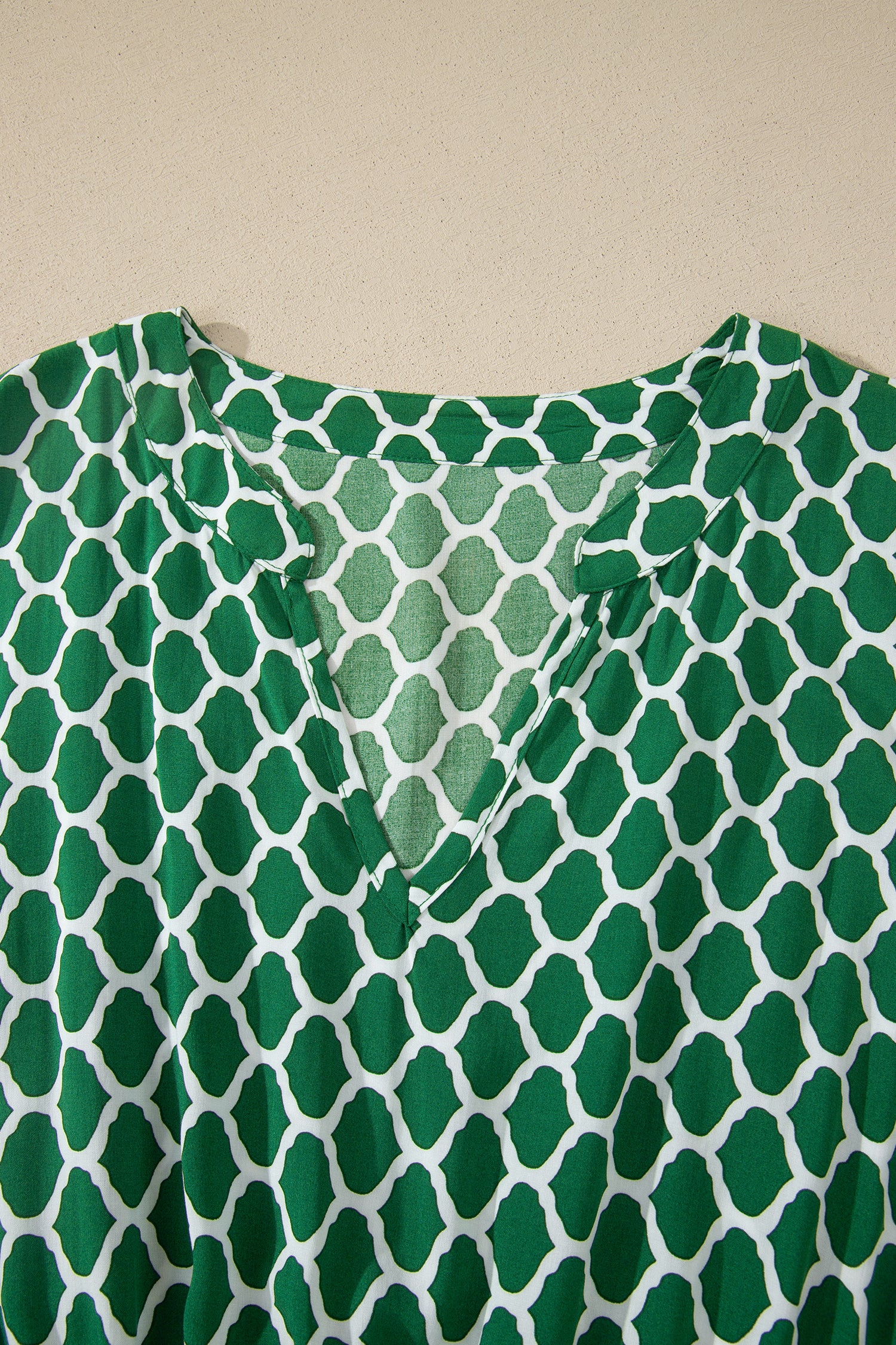 Green Plus Size Geometric Print Pocketed Ruffle Hem Casual Dress 🇺🇸