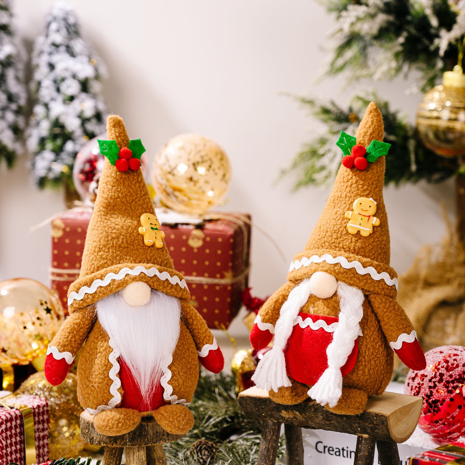 Khaki Gingerbread Man Knitted Doll Ornaments 🇨🇳