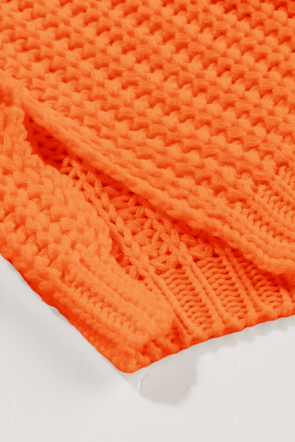Orange Ribbed Knit Round Neck Slouchy Chunky Sweater 🇺🇸