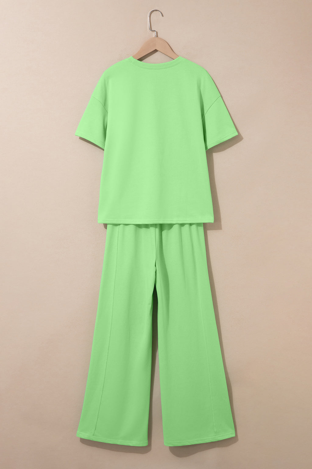 Green Solid Cover Oversize Tee Pocketed Casual Pants 2pcs Outfit 🇺🇸