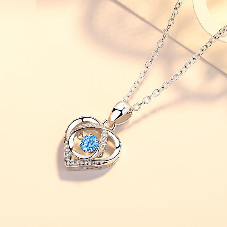 Beating Heart Necklace Women's Korean-style Elegant Smart Heart-shaped Collarbone Necklace Gift Pendant 🇨🇳