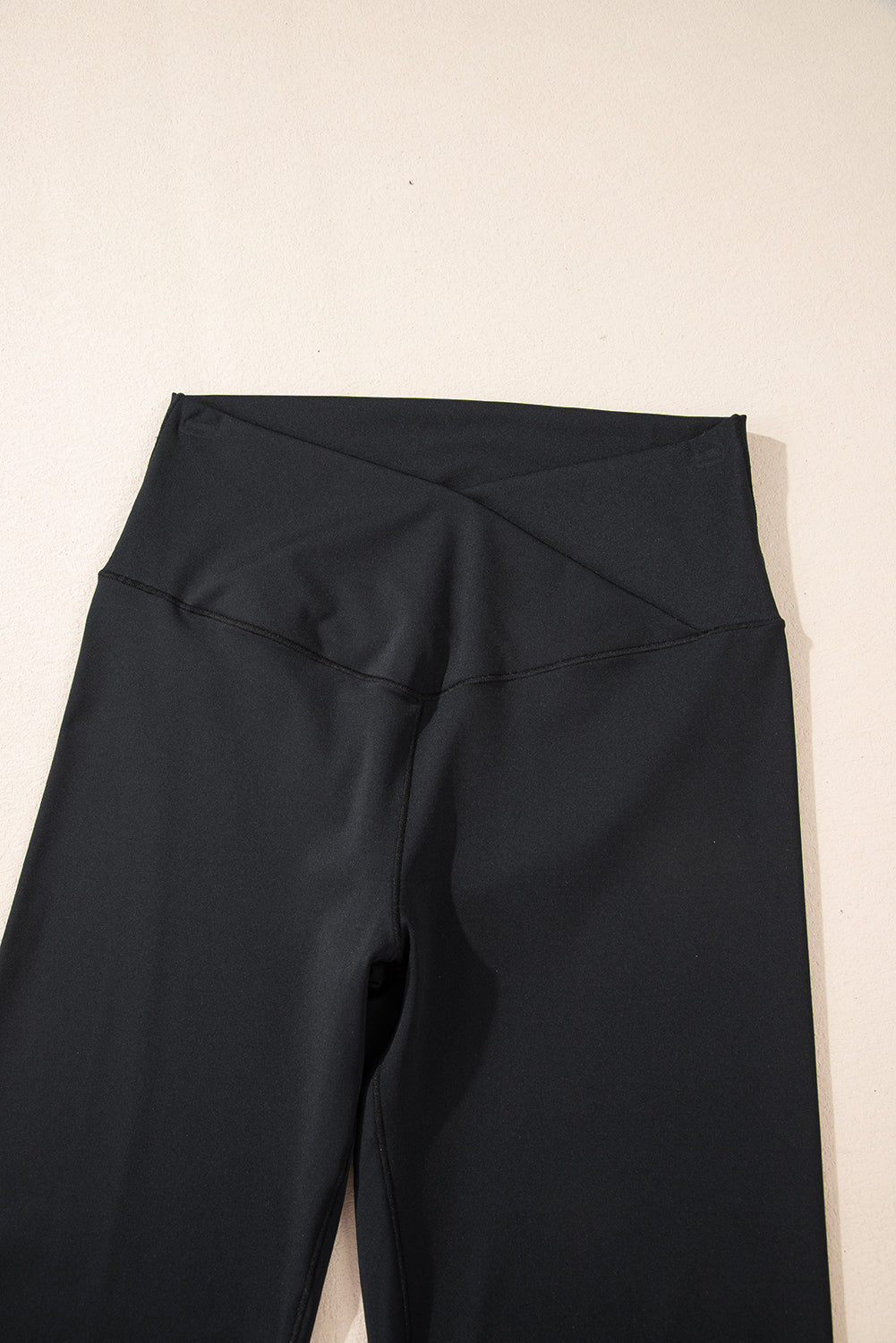 Black V Shape High Waist Flared Leggings 🇨🇳