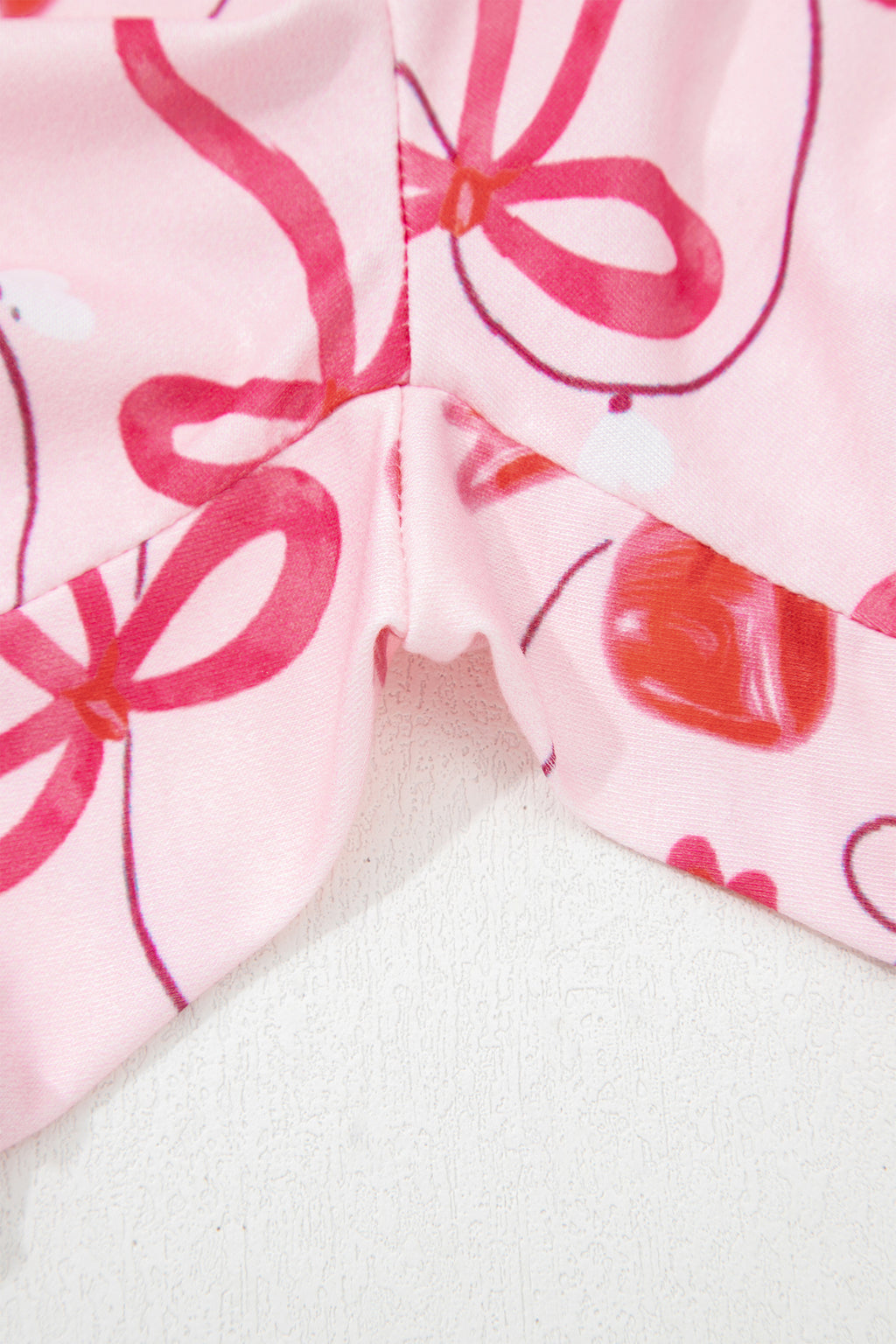Red Romantic Bow Print Loose Tee Drawstring Shorts 2pcs Lounge Set 🇺🇸