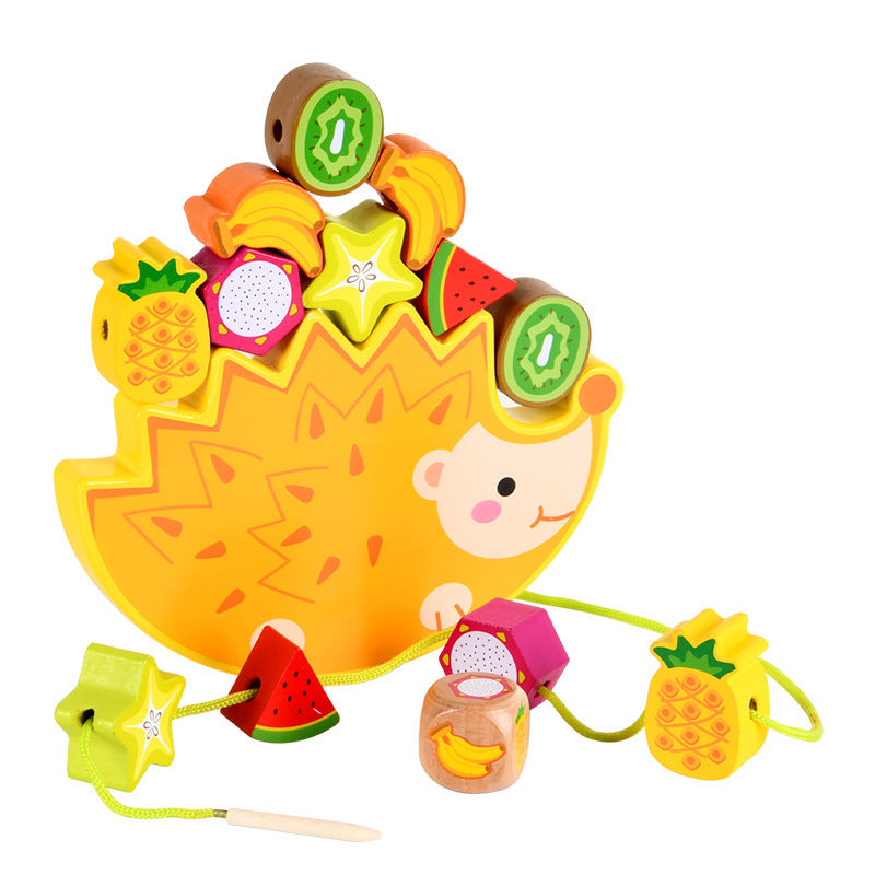Hedgehog Fruit Balance Building Blocks Cartoon Heap Tower Jenga Large Particle Fruit Cognition Beaded Educational Toys 🇨🇳