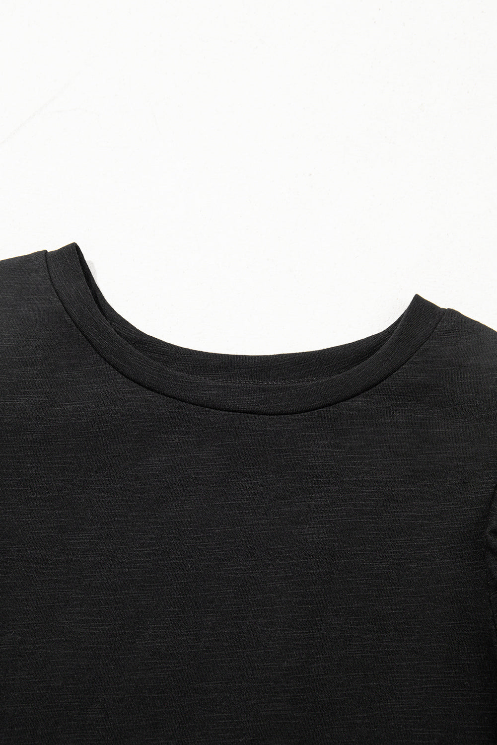 Black Layered Ruffle Short Sleeve Round Neck Top 🇨🇳