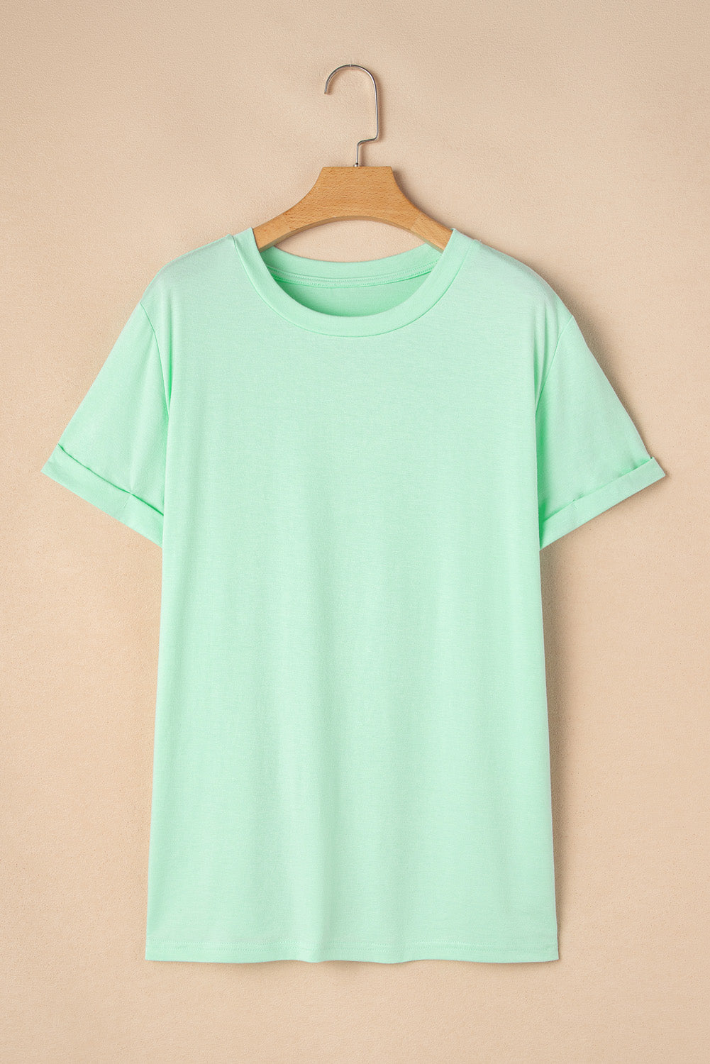 Iceland Blue Round Neck Rolled Sleeve Plus Size T-shirt 🇨🇳