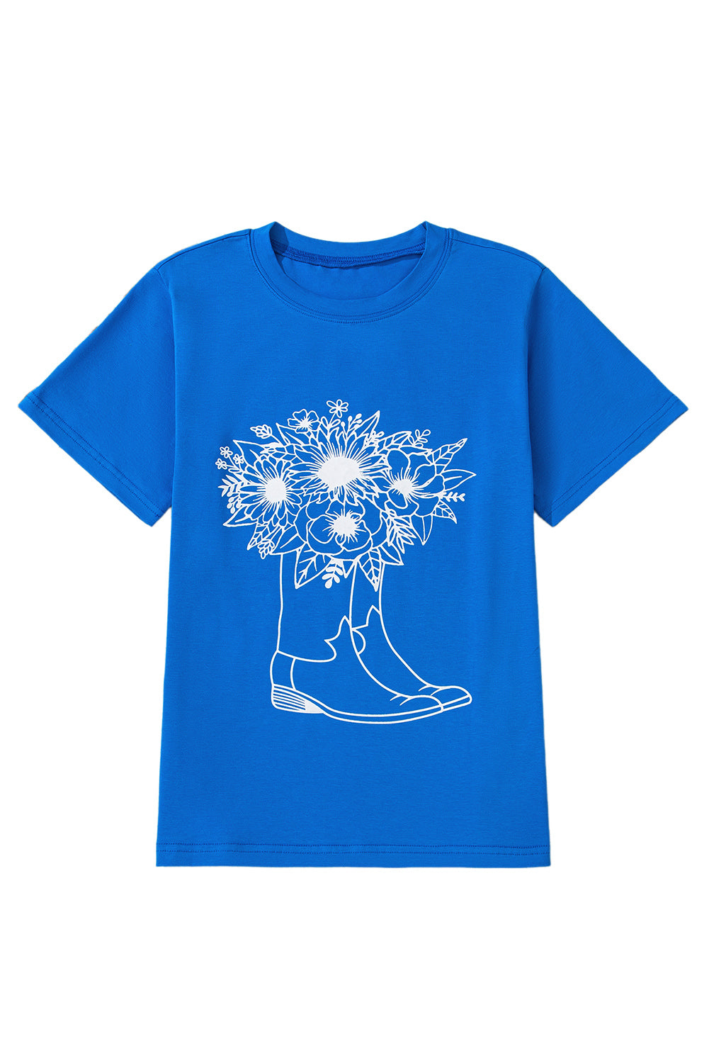 Blue Sunflower Boots Graphic Western Fashion T Shirt 🇺🇲