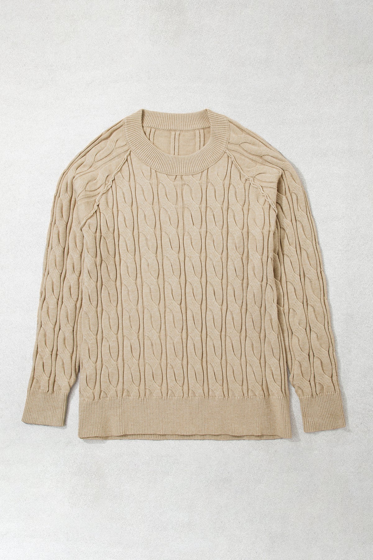 Parchment Oversized Cable Knit Long Sleeve Round Neck Tunic Length Plus Size Sweater 🇺🇸