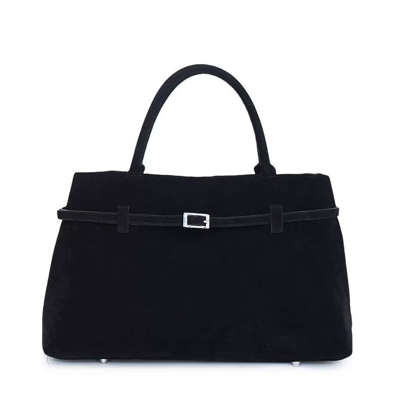 2025 Hot Sale Decorative Design Solid Faux Suede Handbag Large Capacity Casual Tote Bags For Women Tote Design Portable Shoulder Bag 🇨🇳