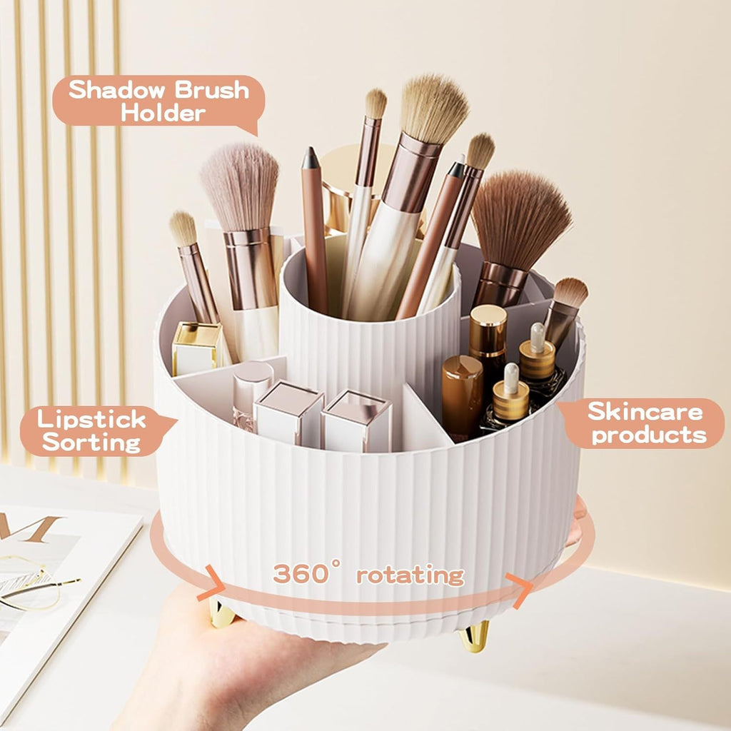 360 Rotating Makeup Brush Holder & Organizer  Countertop Storage For Cosmetics & Skincare 8 Colours 🇨🇳