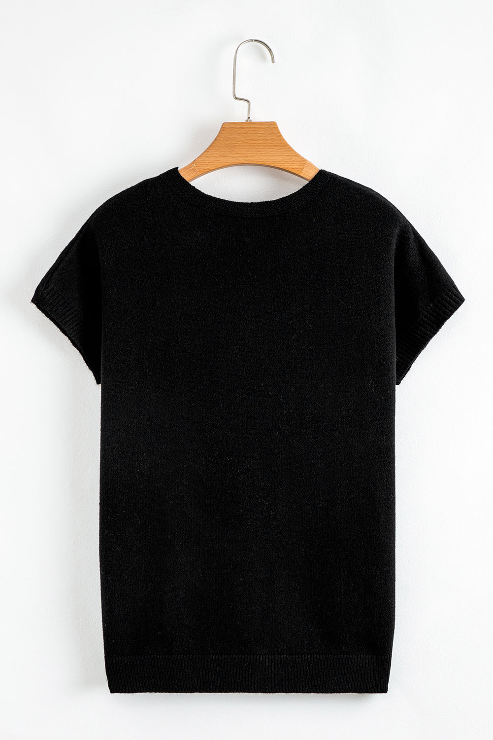 Black Bow Pattern Knit Short Sleeve Sweater 🇺🇲