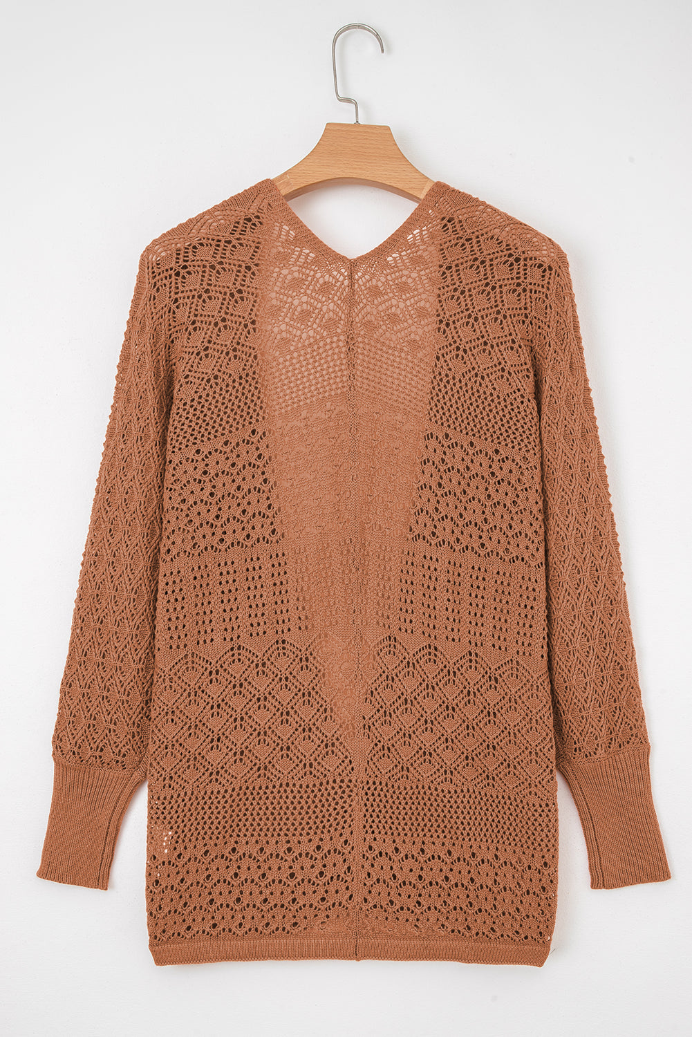Redwood Burl Mix Pattern Hollowed Knit Open Front Cardigan 🇺🇸