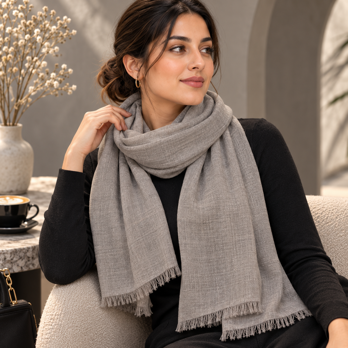 Taupe Grey Cotton Scarf – Soft, Comfortable Everyday Essential 🇬🇧