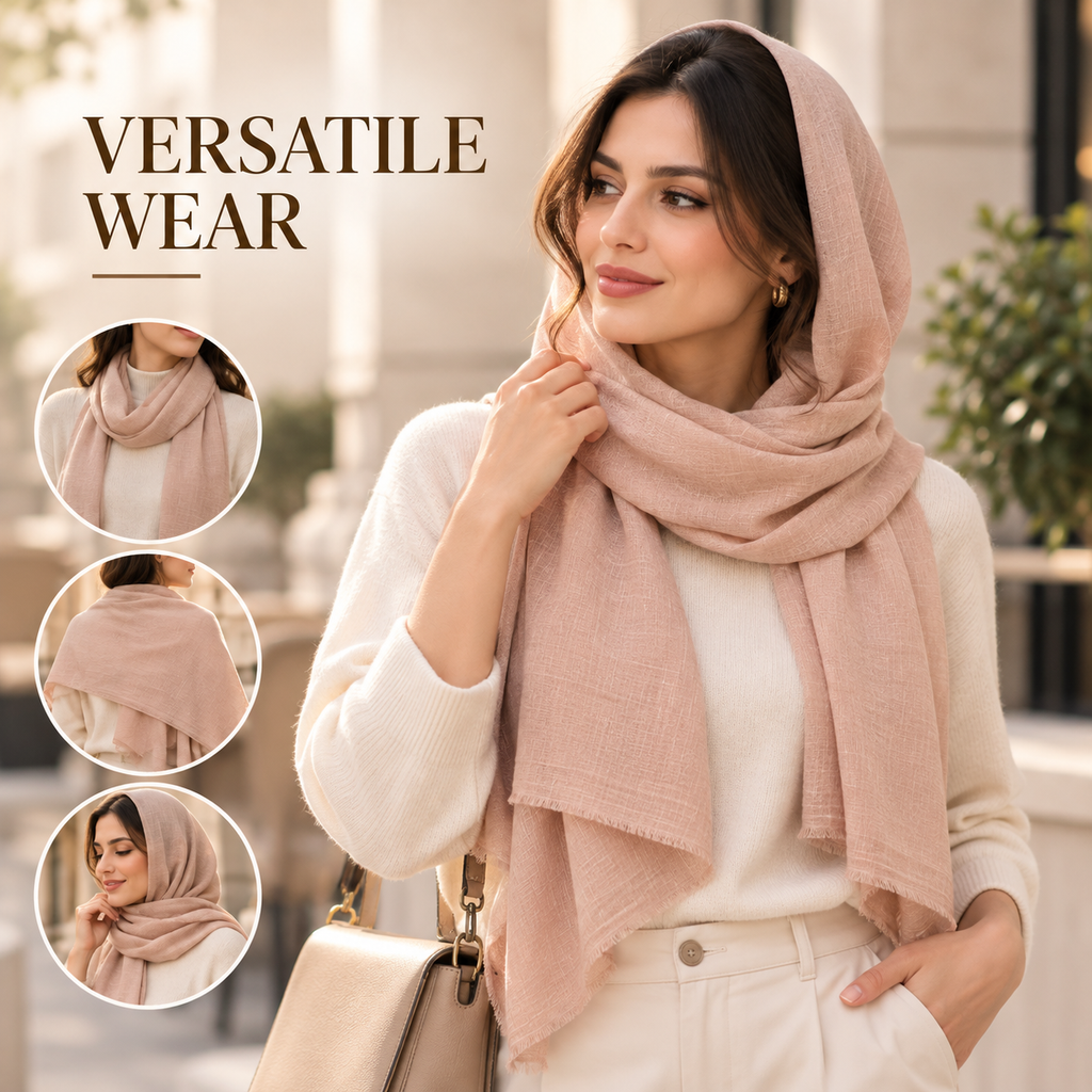 Peach Nude Cotton Scarf – Soft, Comfortable Everyday Essential 🇬🇧