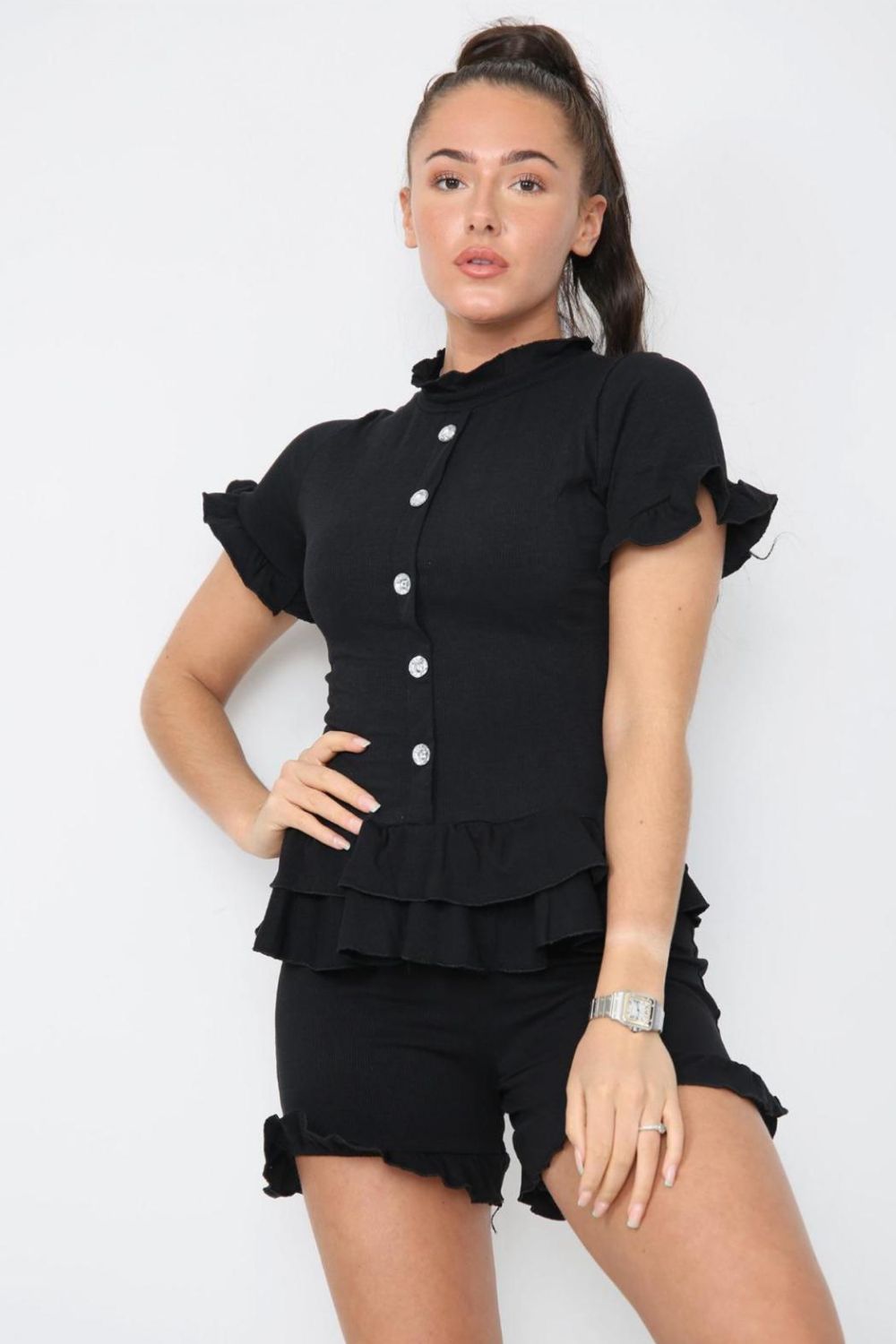 Diamond Frilled Edge Short Co-Ord Set 🇬🇧