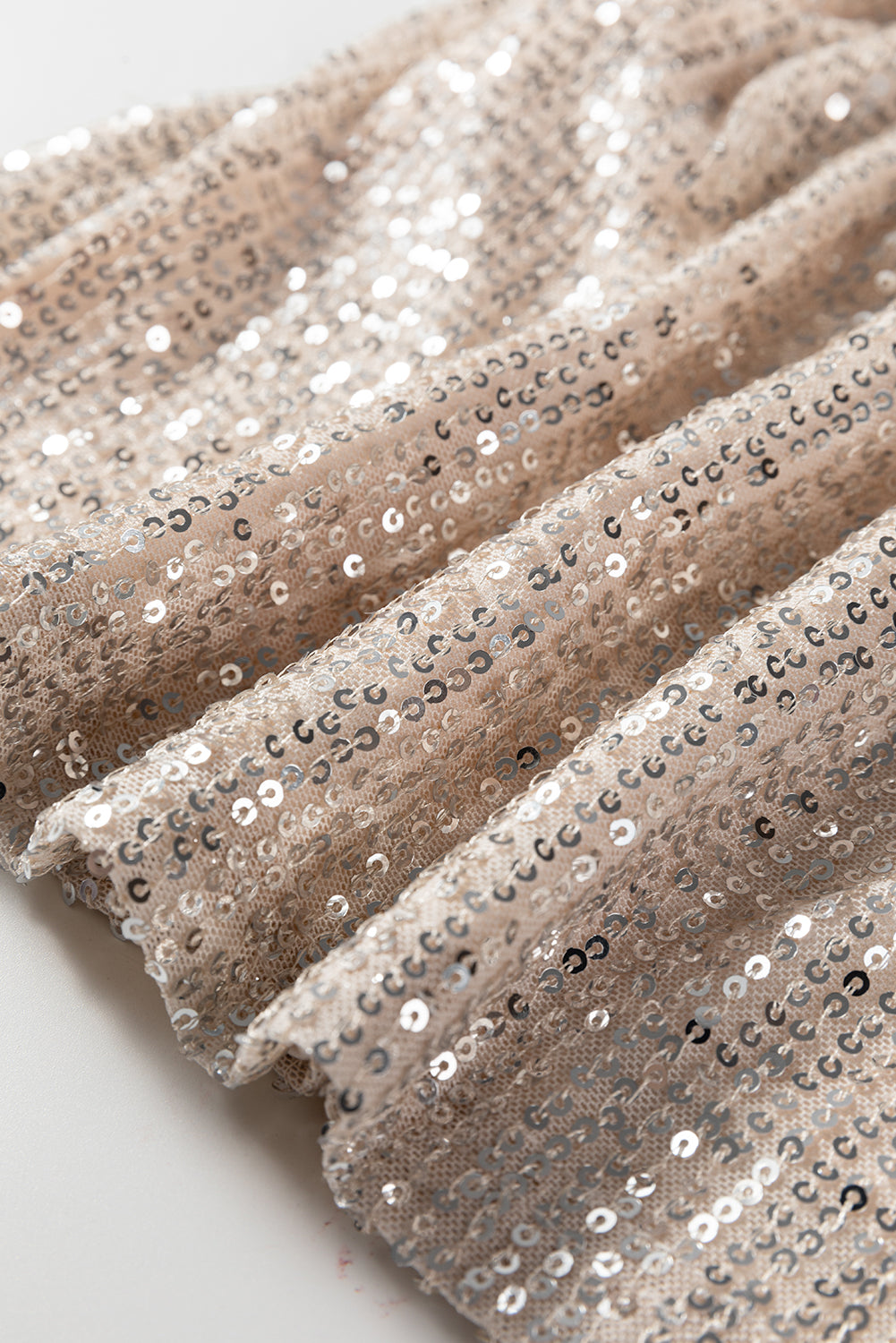 Jet Stream Sequin Mock Neck Drape Open Back Bell Sleeve Top 🇺🇸