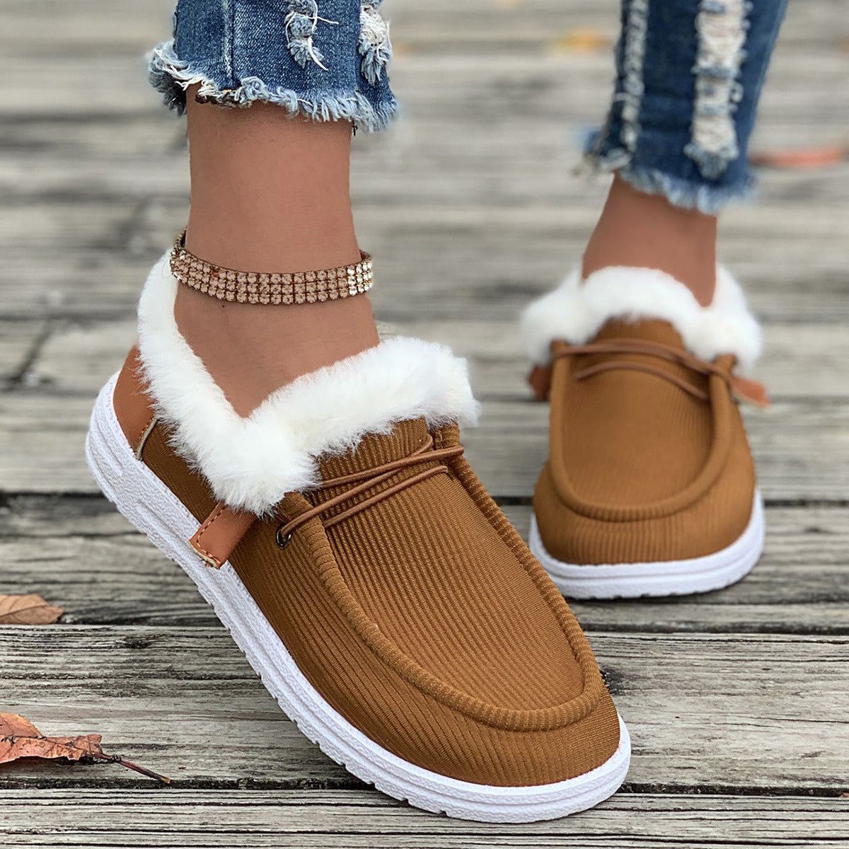 Women's casual shoes with plush and fuzzy cotton 🇨🇳