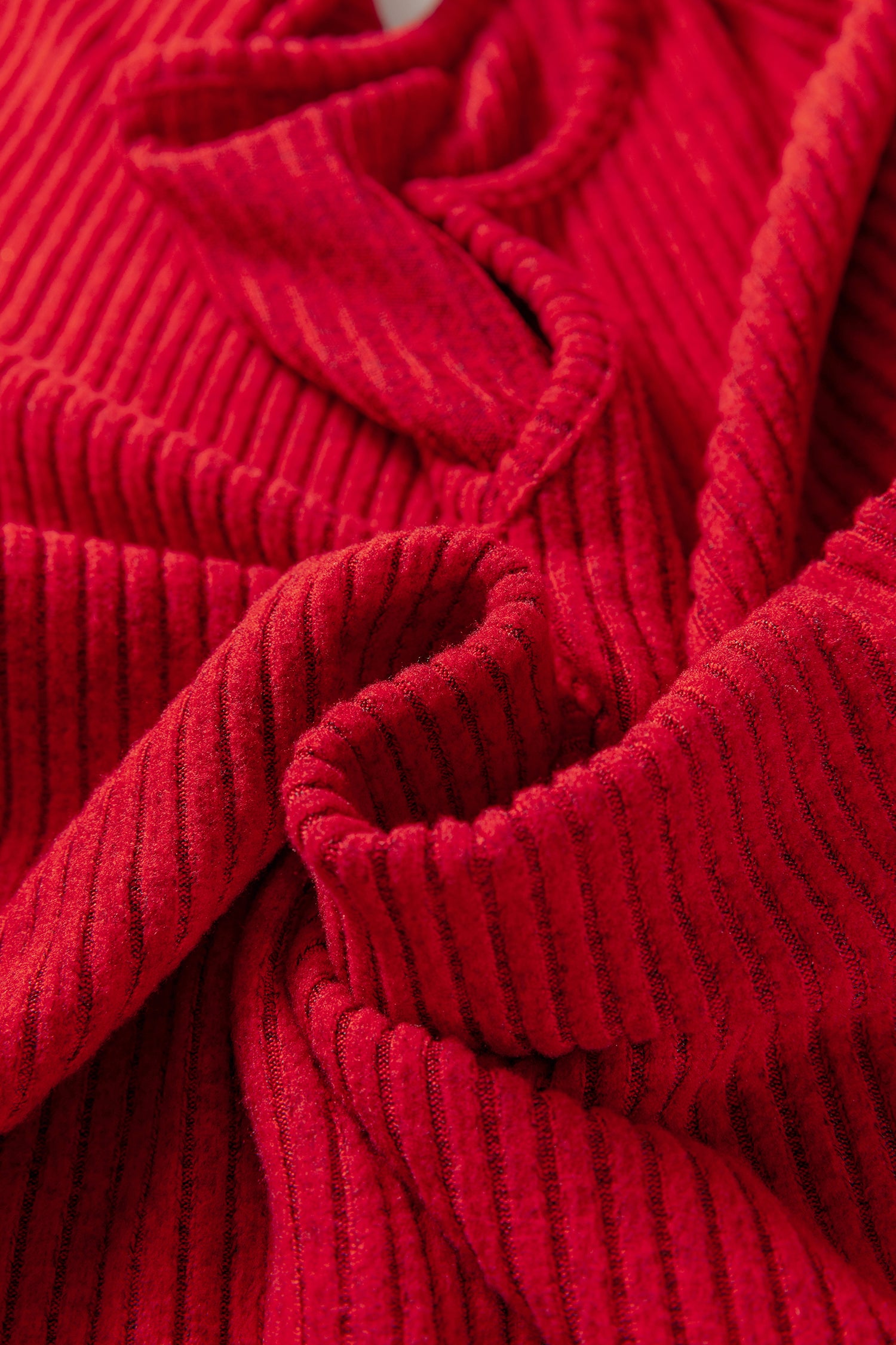 Racing Red Ribbed Notched Neck Knit Long Sleeve Leggings Two Pieces Lounge Set 🇺🇸