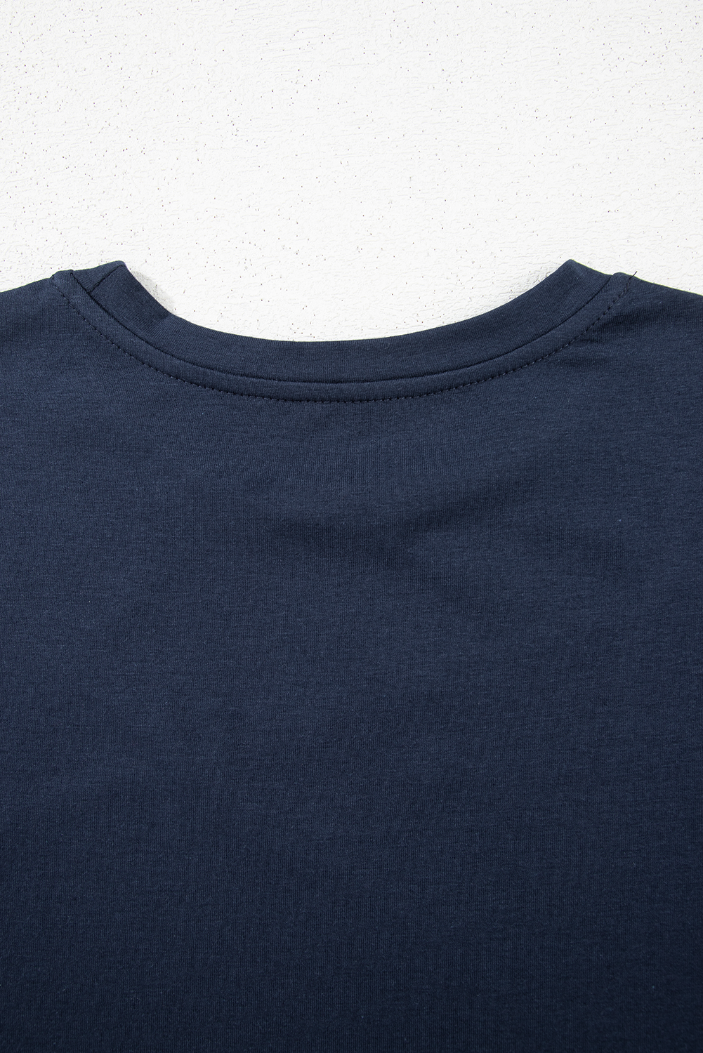 Dirty blue Solid Color Toothpick Stripe Round Neck T Shirt 🇨🇳