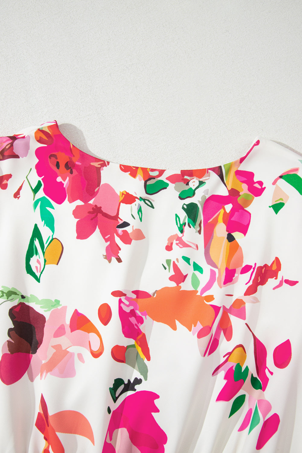 Pink Floral Print V Neck Ruffle Sleeve Plus Size Midi Dress 🇨🇳