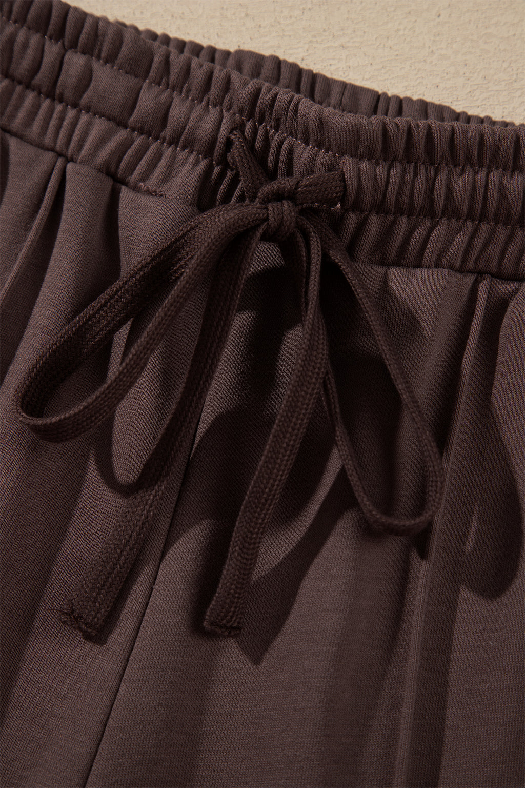 Coffee Solid Color Piping Trim Mock Neck Pullover Drawstring Pants Set 🇺🇸
