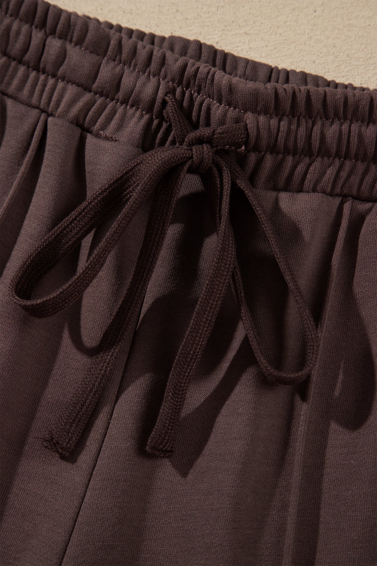 Coffee Solid Color Piping Trim Mock Neck Pullover Drawstring Pants Set 🇺🇸