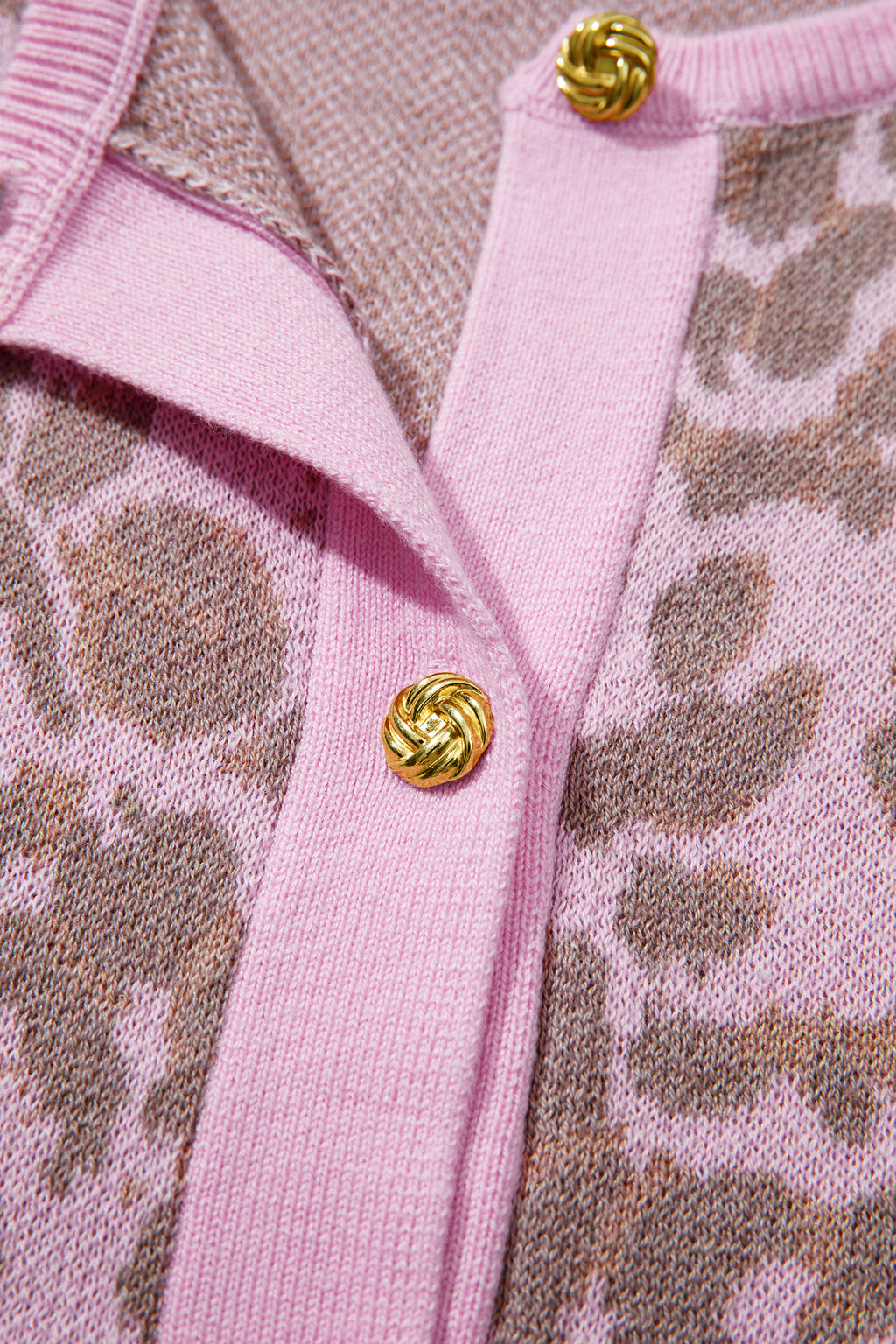 Pink Leopard Button Down Short Sleeve Sweater Cardigan 🇺🇸
