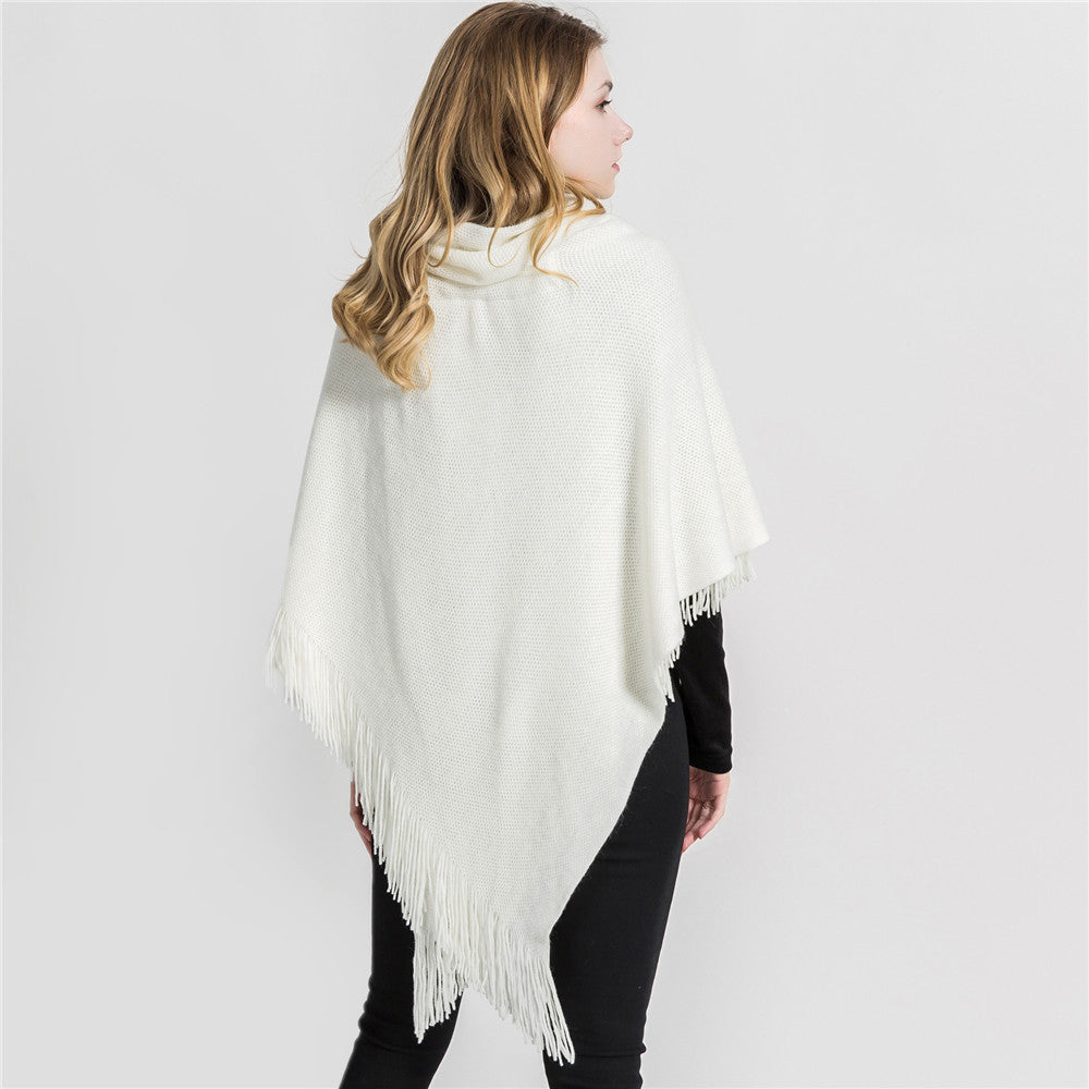 Winter Loose Kimono Cardigan Women Long Sleeveless Hat Poncho Solid Color Magic Shawl Knitted Sweater 🇨🇳