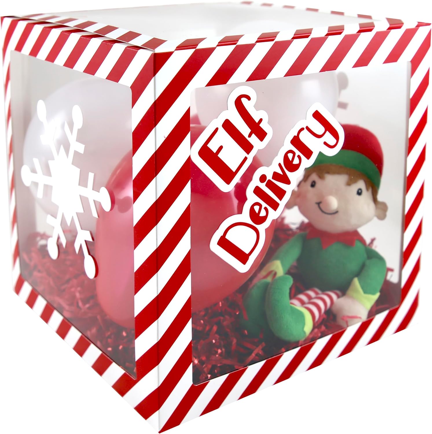Elf Arrival Christmas Balloon Box Decoration Christmas Eve Includes 4 Balloons and 6 Adhesive Christmas Stickers 🇬🇧