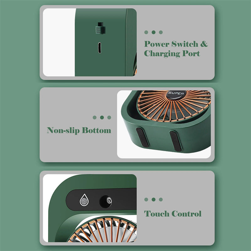 Air Conditioning Fan Desk Misting Fan Air Cooler Cooling USB Rechargeable Humidifier Portable Spray Fan With 3 Wind Speeds Mist Fan For Home 🇨🇳