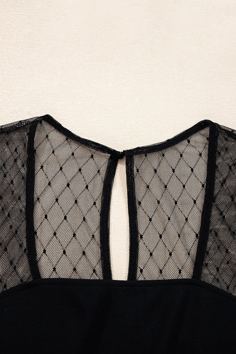Black Polka Dot Mesh Long Sleeve Square Neck Bodysuit 🇺🇸