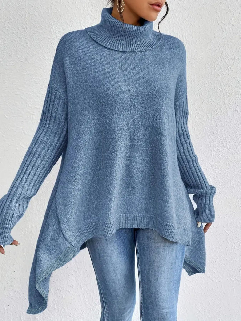 Turtleneck Loose Long Sleeve Knitted Warm Pullover Sweater 🇨🇳