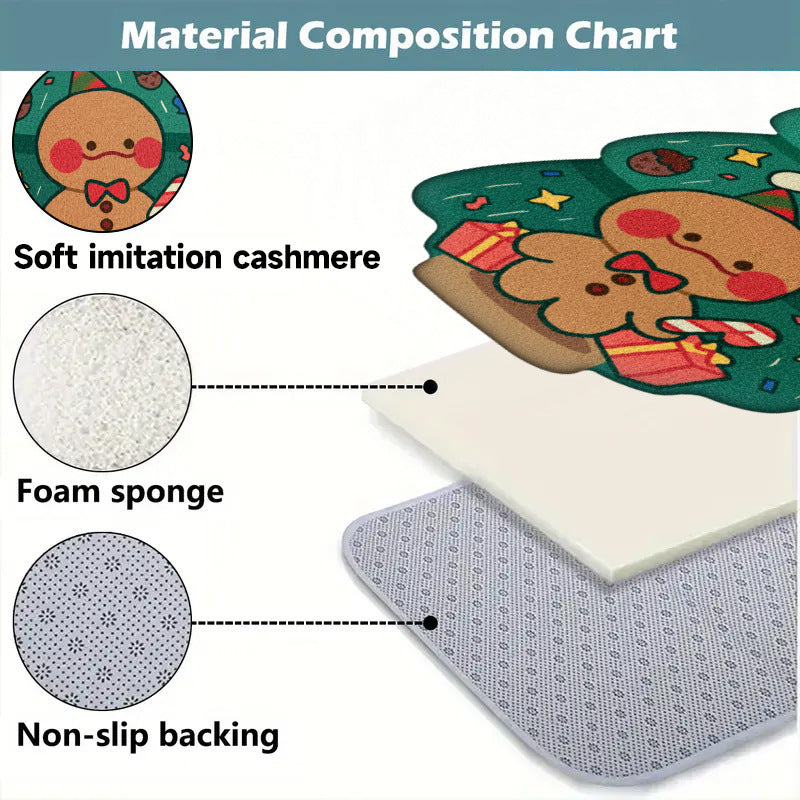 Special-shaped Flannel Christmas Gingerbread Man Carpet Holiday Decoration 🇨🇳