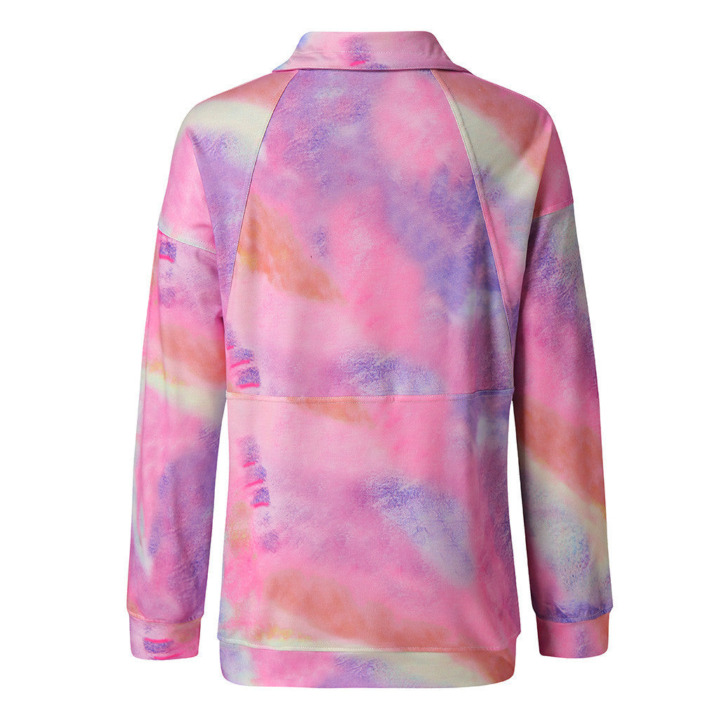 Long Sleeve Lapel Tie-dyed Sweater Spring Wear 🇨🇳