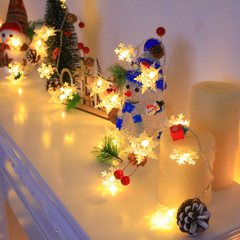 Snowflake Pinecone Christmas Wreath Light String Bell Pine Needle Red Berry Doll Staircase Decorative 🇨🇳