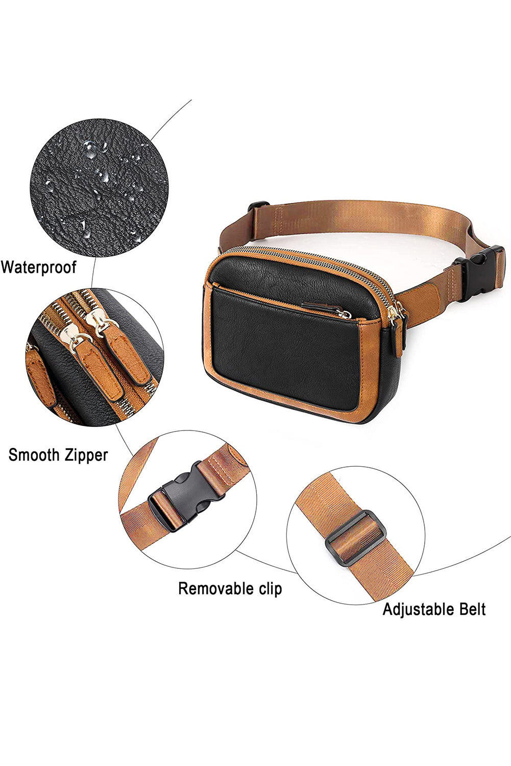 Black Adjustable Strap Mini PU Leather Crossbody Bag 🇨🇳