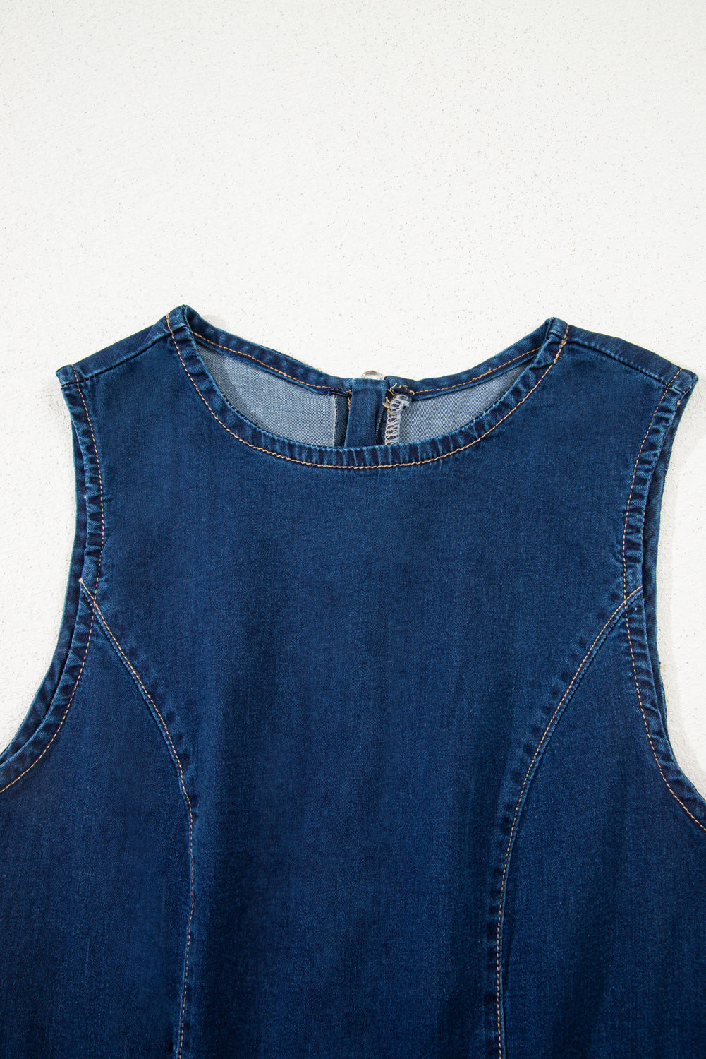 Dirty blue Sleeveless Zipped Bodycon Denim Short Dress 🇨🇳