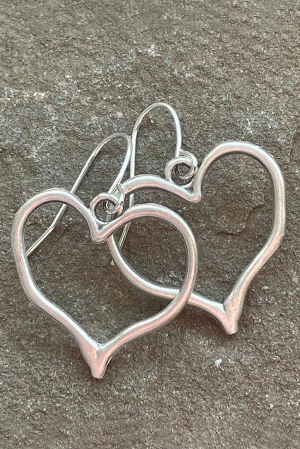 Silvery Heart Shape Hook Drop Earrings 🇨🇳