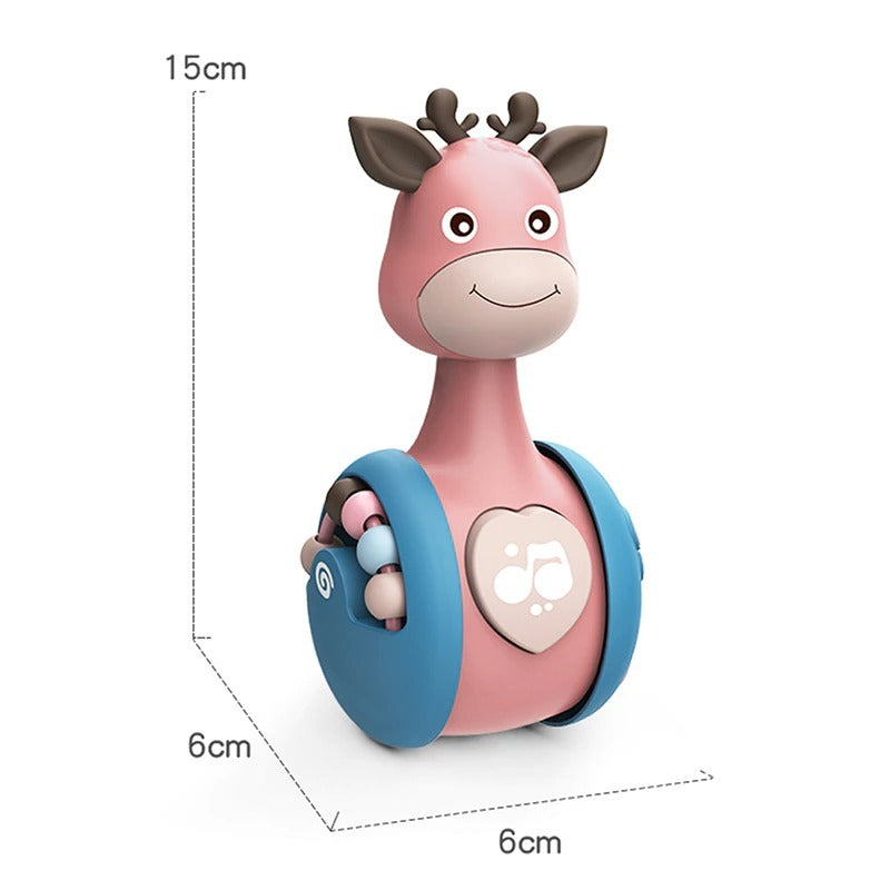 Sliding Deer Baby Tumbler Rattle 3 In 1 Sliding Tumbler Toy Baby Rattle Montessori Bath Toy For W Built-in Ring Bear Roly-Poly Early Learning Christmas Tumbler 🇨🇳