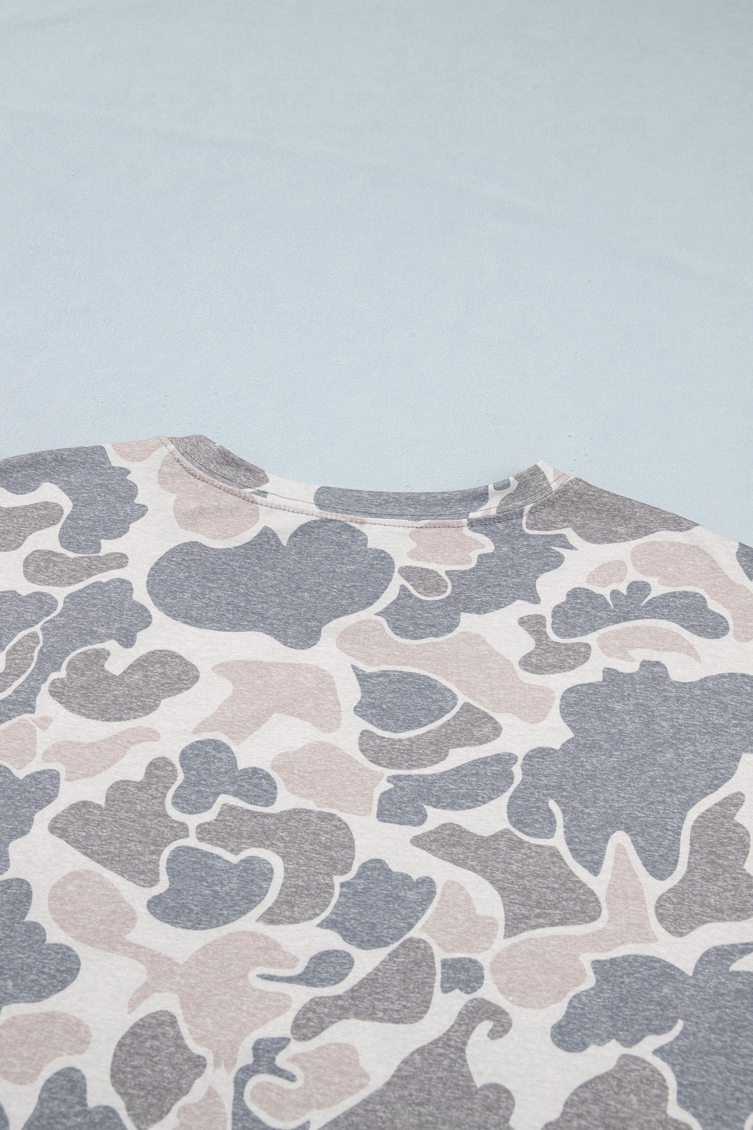 Multicolour Camouflage Print Short Sleeve Drop Shoulder Side Slit Casual Dress 🇺🇸