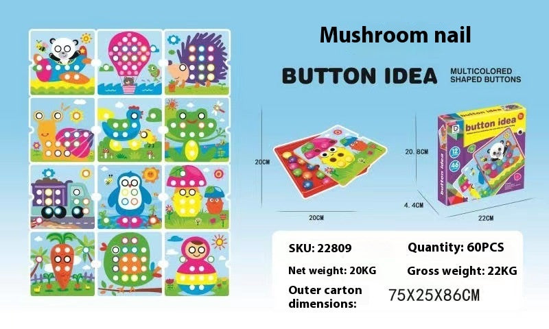 Children's Button Puzzle Mushroom Nail Early Education Perception Educational Toys 🇨🇳