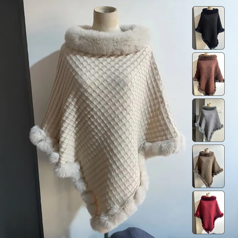 Fur Collar Shawl Cape Luxury Fur Cape Wraps Shawl Autumn Winter Fashion Graceful Cloak Outerwear 🇨🇳