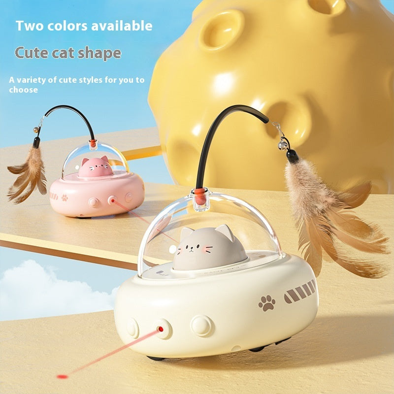 Smart Teaser Cat Toy Electric UFO Cat Teaser Stick With Bell Training Pet Toys Replaceable Feather Interactive Cat Supplies Pet Supplies Pets Products 🇨🇳